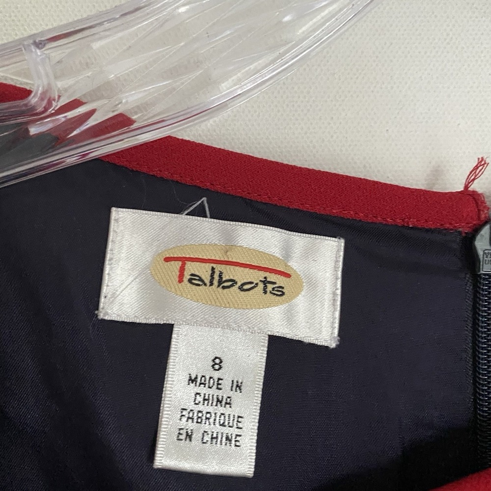 Vintage Talbots Midi Dress Size 8 Navy Long Sleeve Career Office Wear Elegant - Picture 4 of 12